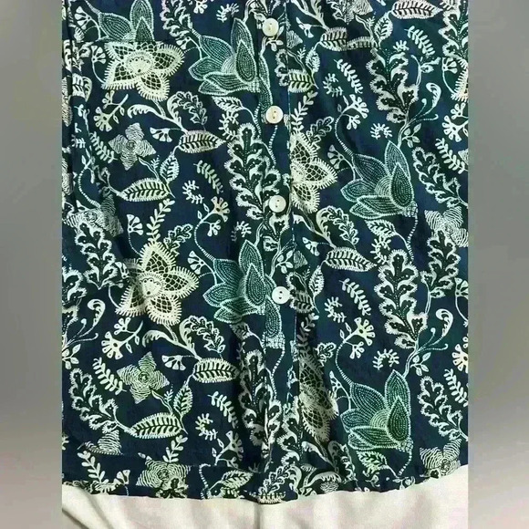 Roller Rabbit 100% Cotton Embroidered Tunic Shift Top Pockets| Teal & Cream S - Picture 4 of 9